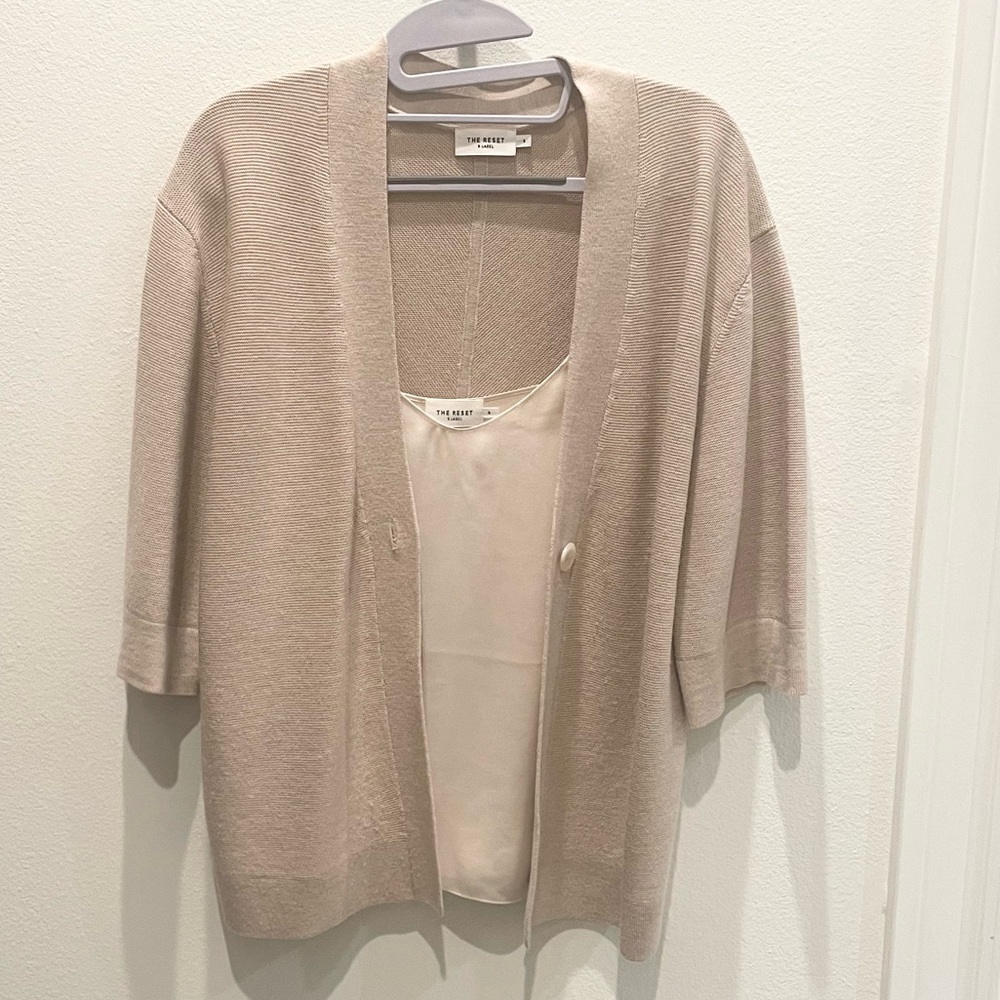 The Reset Cream Cardigan Sweater and Camisole